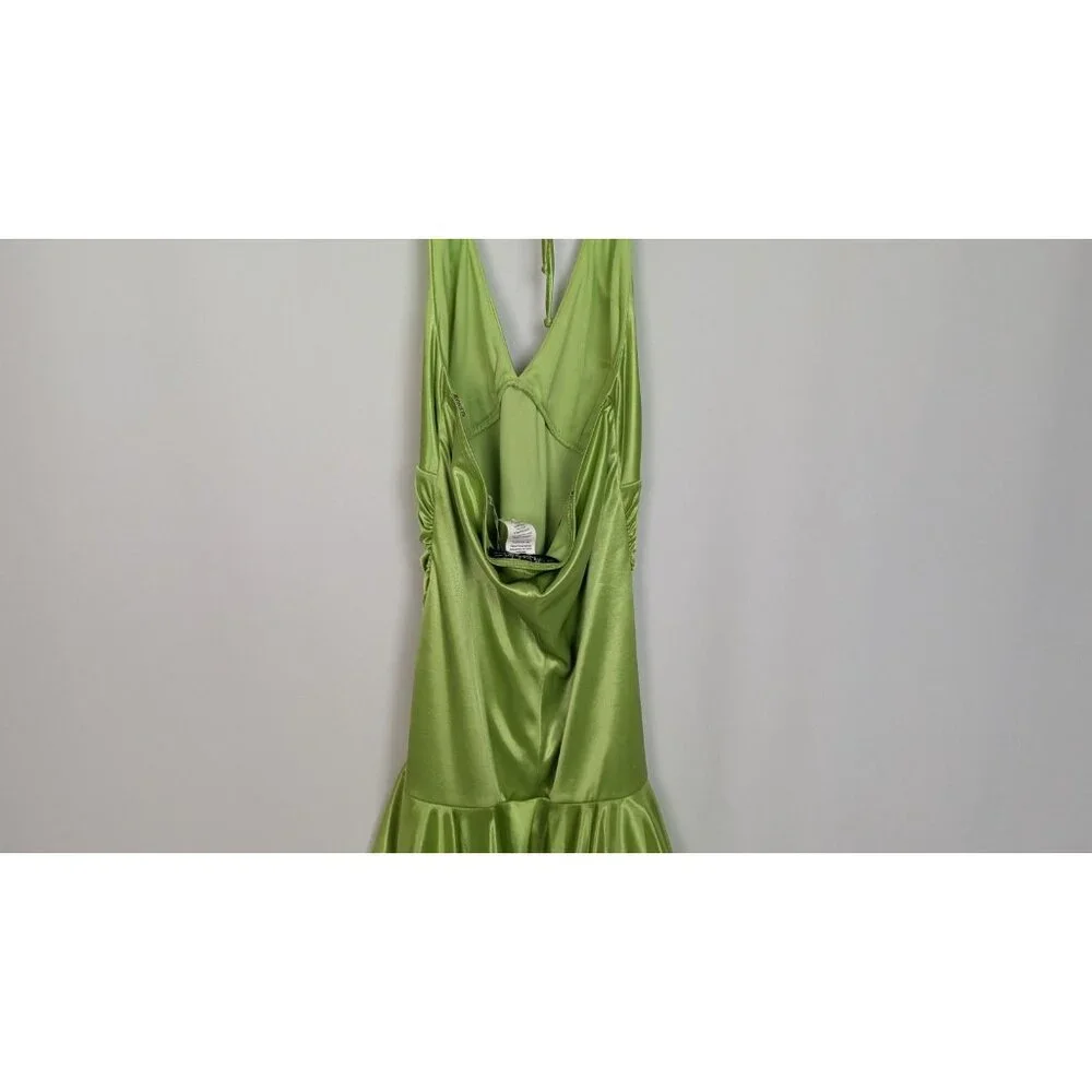 Vintage Y2K 90s City Triangles M Halter Mini Dress Draped Layered Ruched Event - Picture 7 of 12